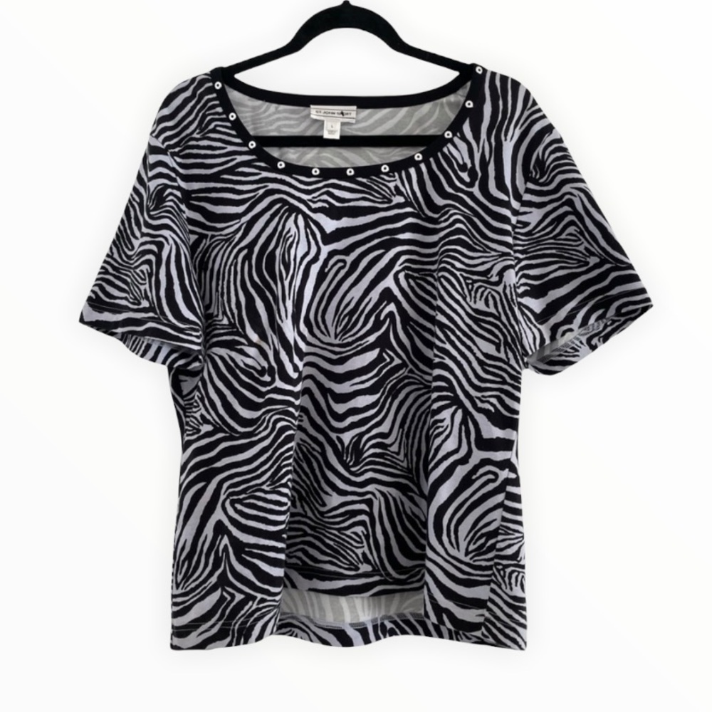 ST. JOHN sport zebra print tee